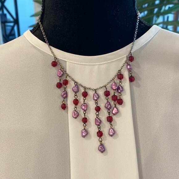 Express beaded tiered necklace. Wear as a choker or little longer up to 17” - Picture 5 of 9